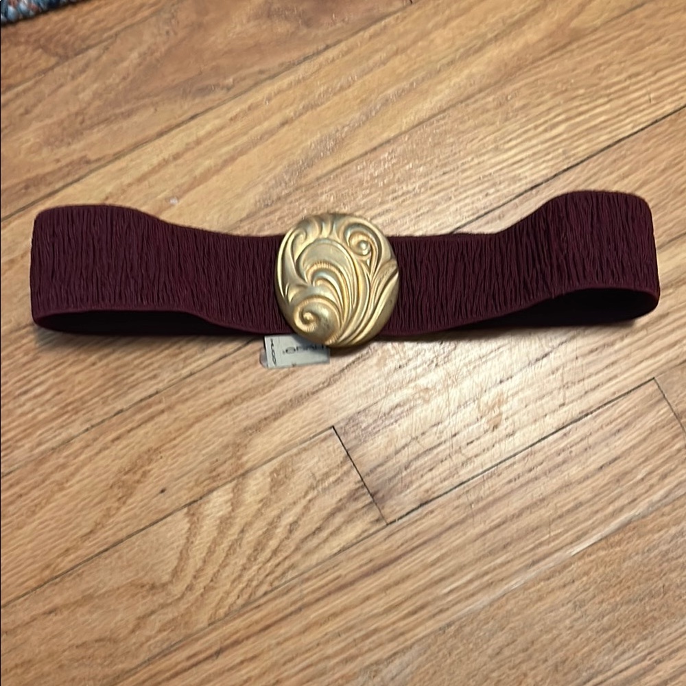 HUGO Gold and burgundy Elegant Belt